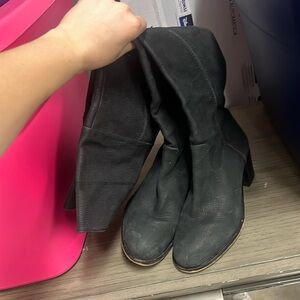 Sam Edelman Textured Black Leather Over the Knee Boots